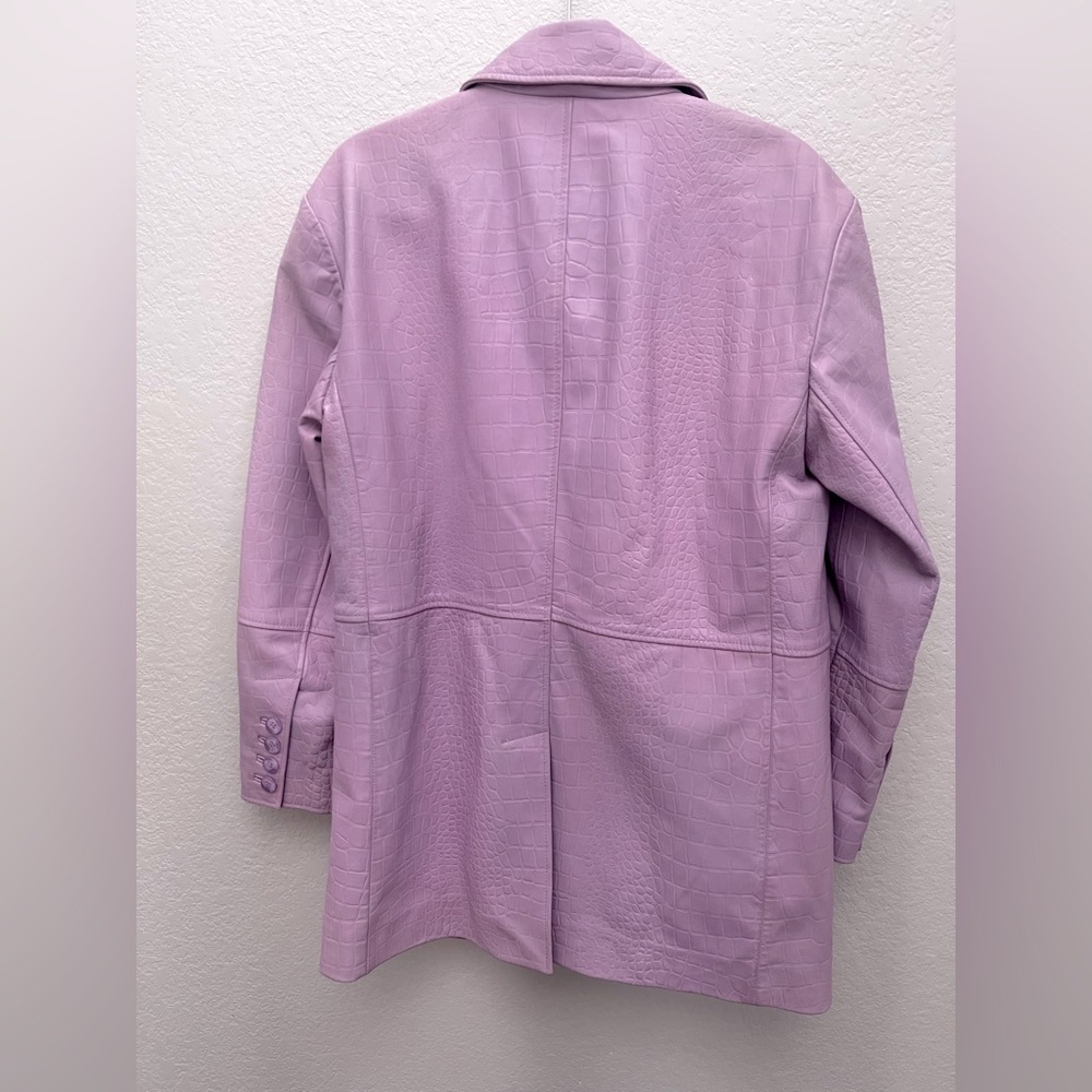 Free People Dare Me Croc Leather Blazer Lilac Lavender L Coquette Office Siren - Picture 5 of 7
